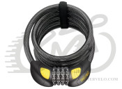 Замок ONGUARD DOBERMAN GLO 8031GLO кодовий на 4 цифри з LED-підсвіткою. Спіральний трос 185см х 12мм, поворотний тримач на раму