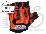 Перчатки детские Kiddimoto чёрные с языками пламени, размер S на возраст 2-4 года