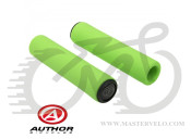 Ручки для велосипедного керма Author AGR SILICONE Elite l.130mm, колір: неоново зелені 33402032