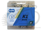 Цепь KMC К1 BMX/FIX Silver/Black 1/2 X 1/8 110 звеньев с замком в боксе