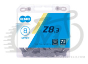 Цепь велосипедная KMC Z8.3 с замком, 114 звеньев, 8 звезд Gray/Gray