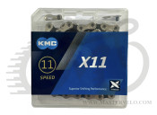 Цепь KMC X11 Gray 1/2 X 11/128 114 звеньев с замком в боксе