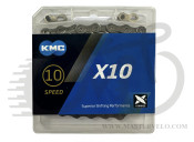 Цепь KMC X10 Gray 1/2 X 11/128 114 звеньев с замком в боксе