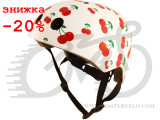 Шлем детский Kiddi Moto белый с вишенками, размер S 48-53см