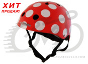 Шлем детский Kiddimoto красный в белый горошек, размер M 53-58см