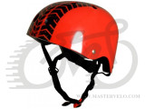 Шлем детский Kiddimoto с рисунком протектора, красный, размер M 53-58см