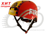 Шлем детский Kiddimoto пожарный, красный, размер M 53-58см 48-53см